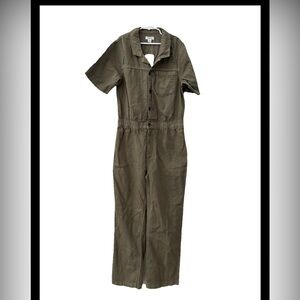 NWT Roxy Short Sleeve Embroidered Jumpsuit Big Girl's XL (16) Oil Green